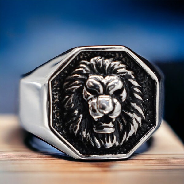 Lion of Judah Ring/ Lion Ring/ Lion King Ring/ Stainless Steel Ring/ Ring for Men/ Animal Lover Gift/ Birthday Gift/ Leo Zodiac Ring