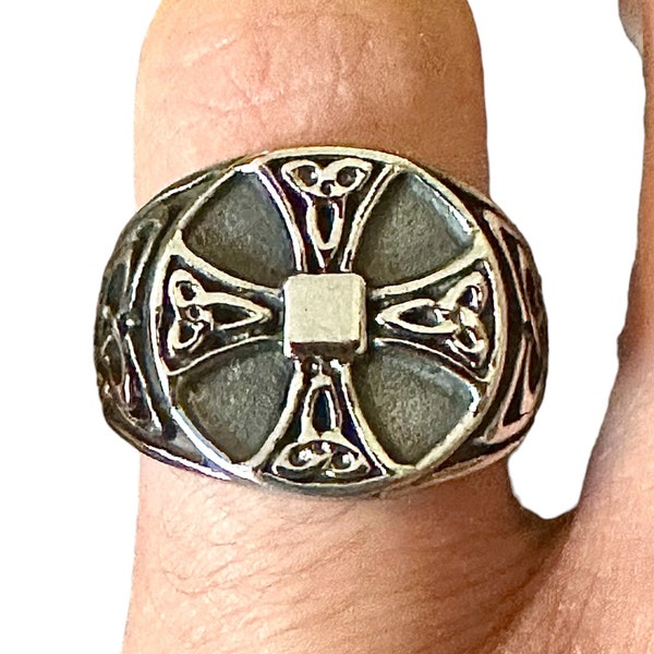 Celtic Knot Ring/ Celtic Cross Ring/ Trinity Knot Ring/ Cross Ring/ Stainless Steel Ring for Men/ Trinity Knot Ring/ Celtic Ring