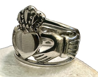 Claddagh Ring/ Celtic Claddagh Ring/ Claddagh Band/ Stainless Steel Ring/ Unisex Ring/ Celtic Band Ring/ Irish Celtic Gift
