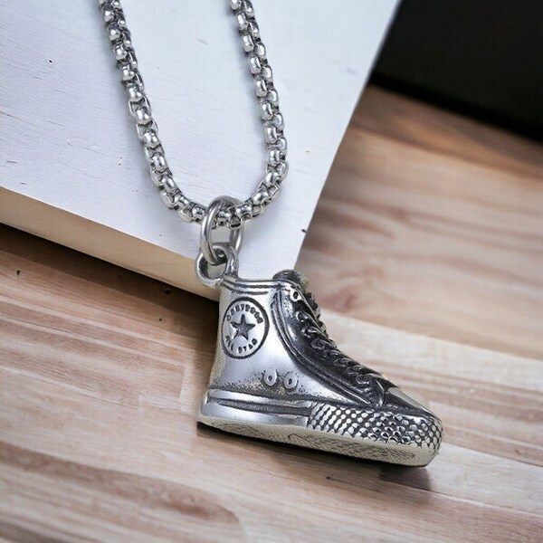 Sneaker Necklace/ Shoe Necklace/ Sneaker Shoe Pendant/ Stainless Steel Necklace/Hiphop Pendant/Unique Necklace/Charm Necklace/Chain Necklace