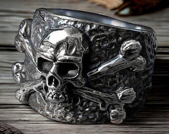 Skull and Bones Ring/ Gothic Skull Ring/ Skull Ring/ Vintage Ring/ Punk Ring/ Stainless Steel Ring/ Cool Ring/ Vintage Style Ring