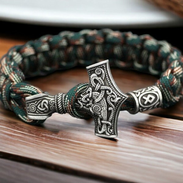 Thor Hammer Bracelet/ Celtic Bracelet/ Viking Hammer Bracelet/ Mjolnir Bracelet/ Norse Jewelry/ Norse Mythology Jewelry/ 7 Inch Bracelet