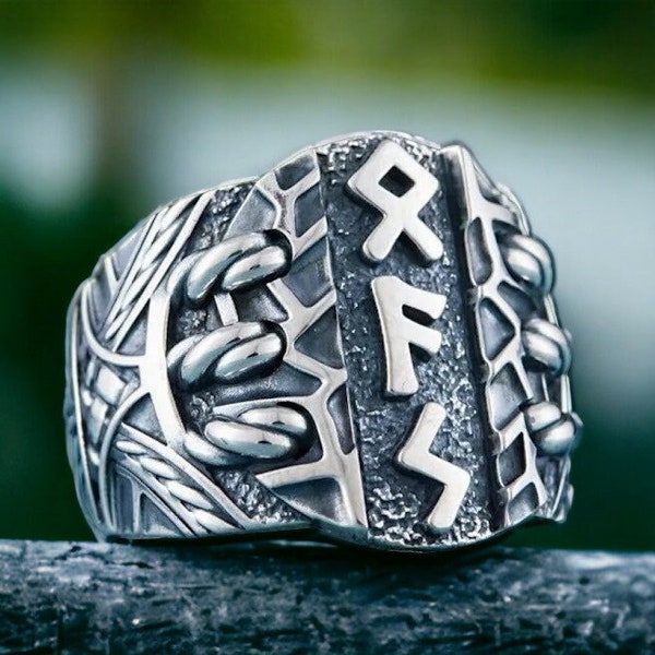 Viking Runes Ring/ Viking Jewelry/ Viking Ring/ Signet Ring for Men/ Norse Ring/ Stainless Steel Ring/ Nordic Ring/ Norse Ring