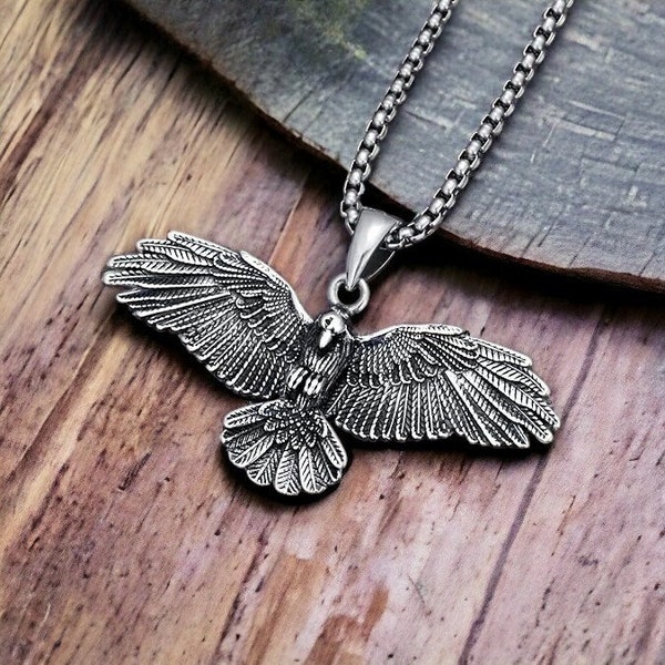 Odin Raven Necklace/ Viking Raven Necklace/ Crow Necklace/ Cool Necklace/ Raven Pendant/ Viking Jewelry/ Stainless Steel Necklace