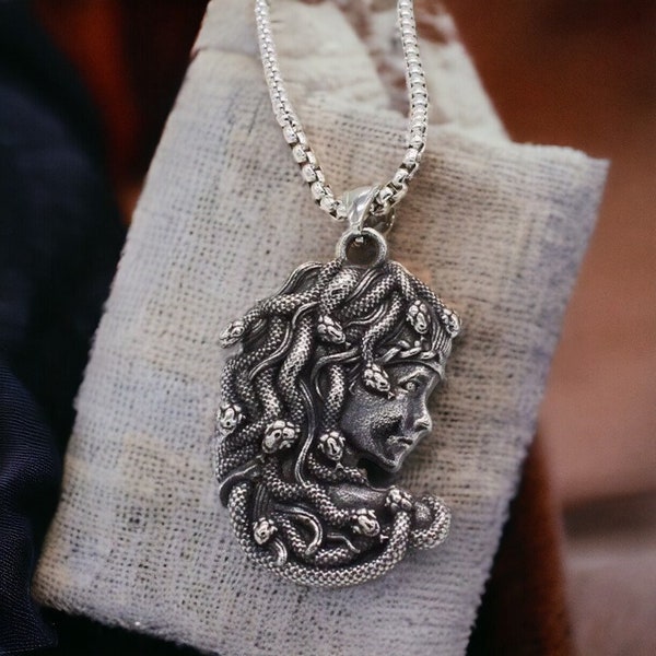 Medusa Necklace/ Greek Mythology Necklace/ Medusa Head Pendant/ Stainless Steel Necklace/ Greek Mythology Jewelry/ Cool Necklace