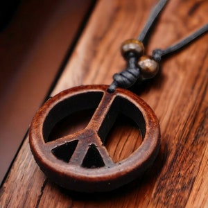 Peace Sign Necklace/ Rope Necklace/ Peace Pendant Necklace/ Resin Pendant Necklace/ Peace Symbol Pendant/ Cool Necklace