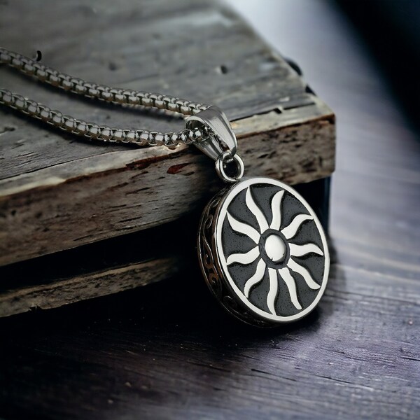 Sun God Necklace/ Apollo Necklace/ Fire Necklace/ Sun Pendant Necklace/ Talisman Necklace/ Stainless Steel Necklace