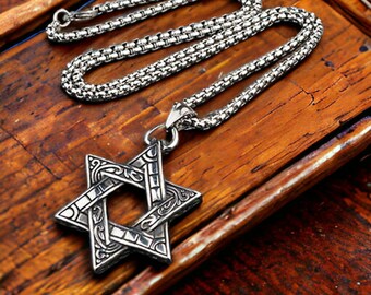 Star of David Necklace/ Hexagram Necklace/ 6 Point Star Pendant/ Stainless Steel Necklace/ Charm Necklace/ Star Necklace/ Unique Necklace