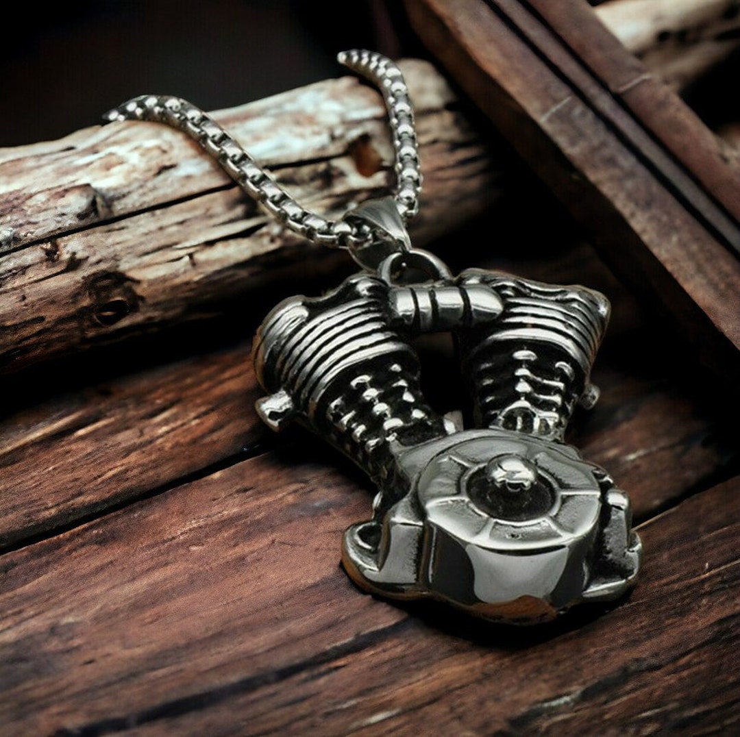 Engine Pendant Necklace/ Motorcycle Club Necklace/ Biker Necklace