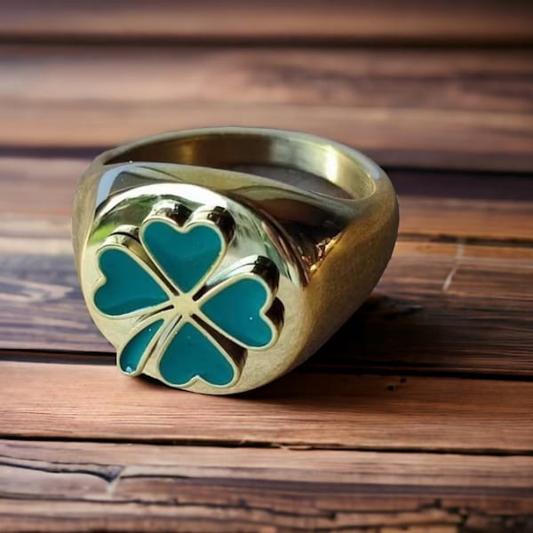 Clover Ring/ Four Leaf Clover Ring/ Shamrock Ring/ Gold Plated Ring/ Stainless Steel Ring/ Lucky Ring/ Lucky Charm Ring/ Unisex Ring