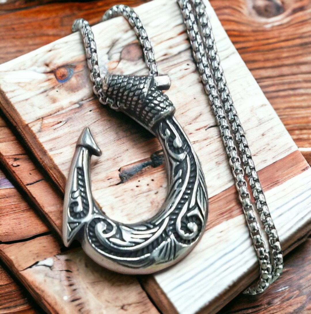 Hawaiian Fish Hook Necklace/ Fish Hook Pendant/ Stainless Steel
