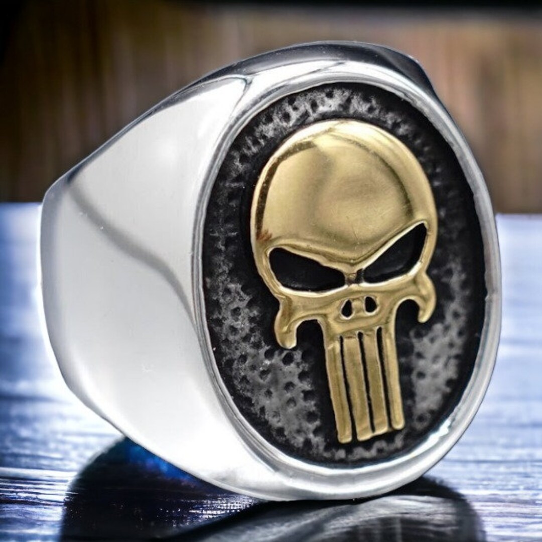 Zhubobo Alien Skull Punisher Ring - Gothic Stainless Steel Men's Ring Size 7-15 - View #3