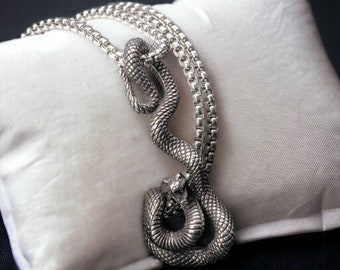 Snake Necklace/  Serpent Zodiac Pendant/ Snake Pendant/ Zodiac Necklace/ Serpent Necklace/ Stainless Steel Necklace/ Cool Necklace