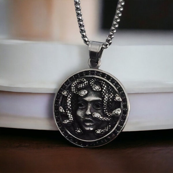 Medusa Necklace/ Medusa Head Pendant/ Greek Mythology Necklace/ Stainless Steel Necklace/ Greek Mythology Jewelry/ Cool Necklace