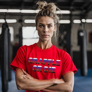 Grapple or Die Jiu Jitsu Unisex T-Shirt Heavy Cotton- Brazilian Grappling BJJ Saying Tee- Martial Arts Gym Training Apparel