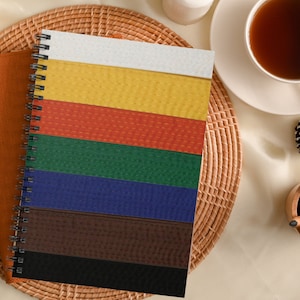 Taekwondo Belt Spiral Notebook - All Ranks Design - Martial Arts Journal - White to Black - Karate Training & Notes Diary