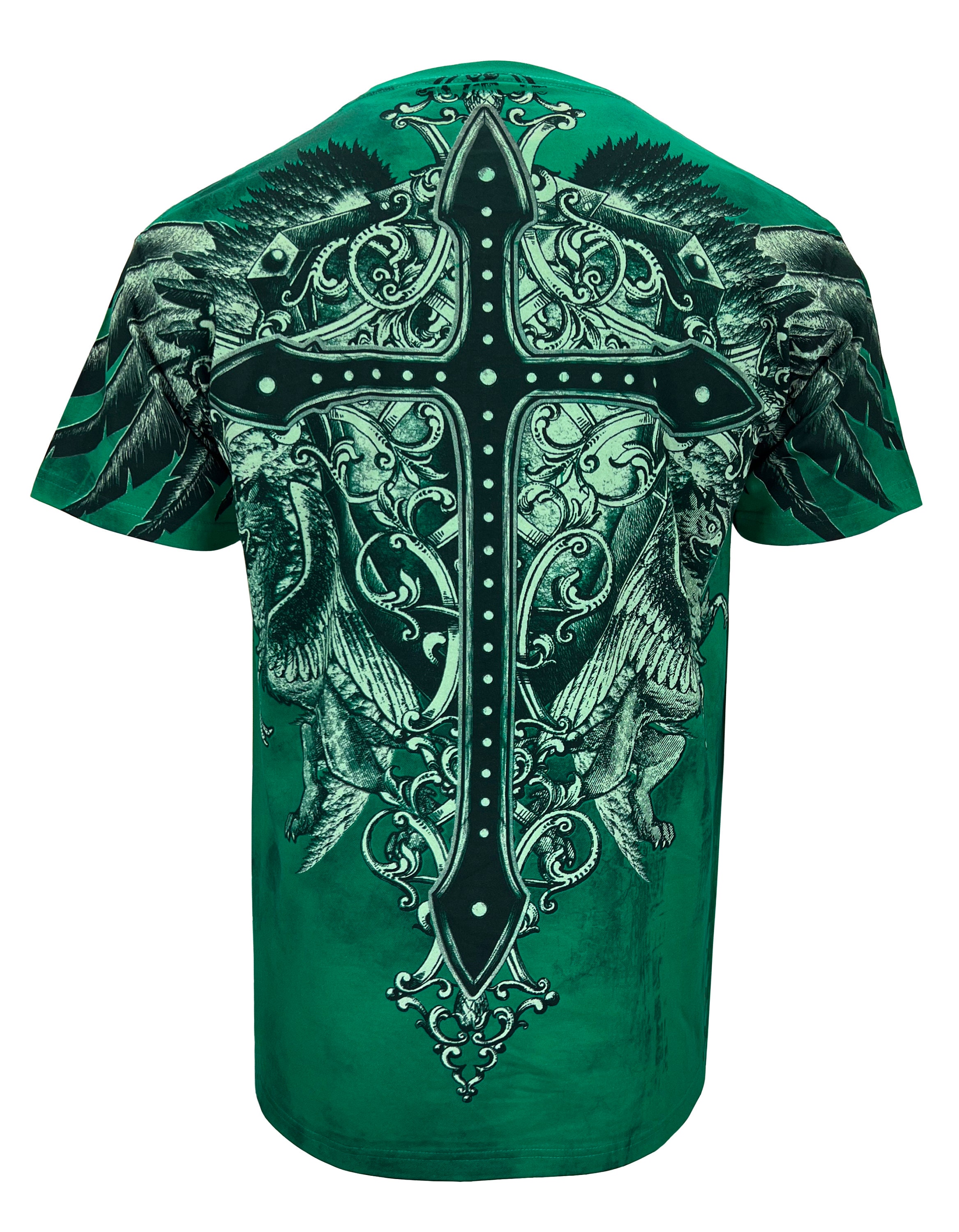 Konflic Giant Cross Shield With Wings All Over Graphic Men's T Shirt ...