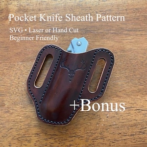 Pocket Knife Sheath SVG Pattern | Leather Template for Laser or Hand Cut | Beginner Friendly | EDC Knife Sheath
