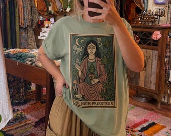 High Priestess Tarot Mystical T-Shirt, Spiritual Boho Graphic Tee