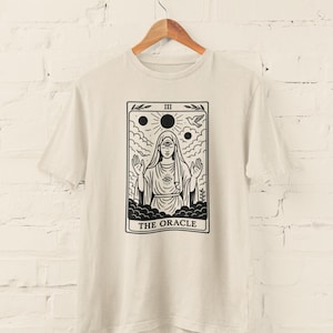 Camiseta gráfica de Tarot Oráculo Místico, camiseta de Tarot para buscadores espirituales, estilo suave unisex, regalo bohemio, ropa astrológica