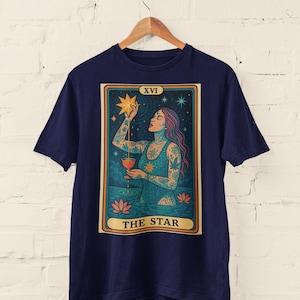 Camiseta unisex de la Carta del Tarot de la Estrella, camiseta mística, regalo para amantes del tarot, camiseta celestial, top esotérico, ropa astrológica