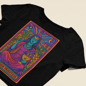 Camiseta psicodélica de Suma Sacerdotisa para bebé: regalo místico, camiseta astrológica, top bohemio, prenda espiritual, ideal para festivales, 420