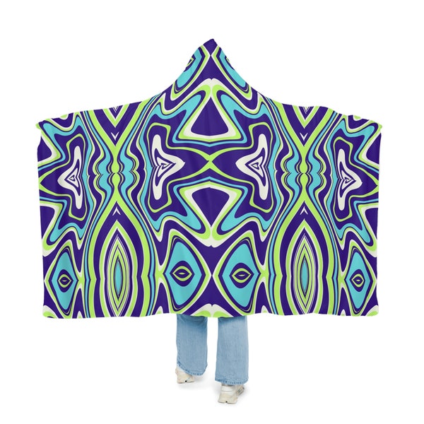 Trippy Mystery Machine Hooded Blanket, Festival Blanket with Hood, Stoner Blanket, Wizard Cloak for Electric Forest, Bonnaroo, EDC, etc.
