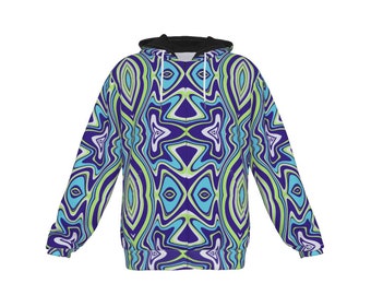 Trippy Mystery Machine Heavy Fleece Zip Up Psychedelic Hoodie Perfect for Music Festivals, Original Hoodie with Heady Design, Rave Hoodie