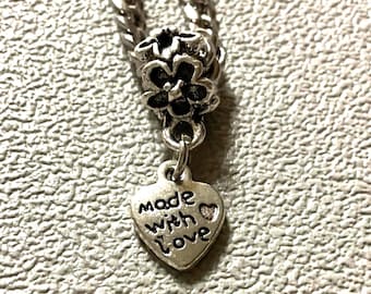Keepsake charm necklace with Made With Love inscription