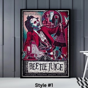 Beetlejuice Poster, 7 Different Beetlejuice Posters, Beetlejuice Movie Print, Beetlejuice Wall Art Decor, Comedy Movie Poster