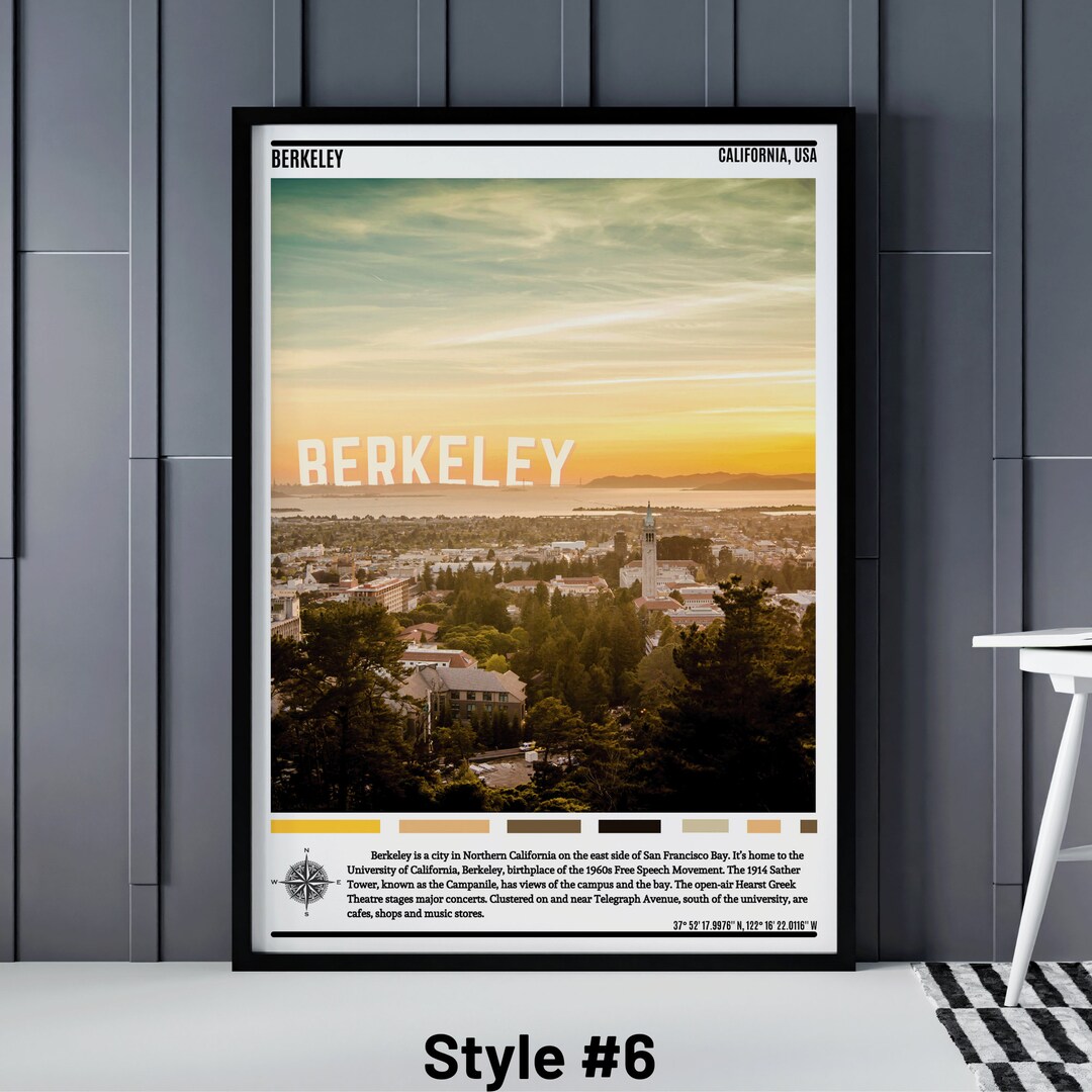 Berkeley Poster 5 Different Posters California Poster Etsy