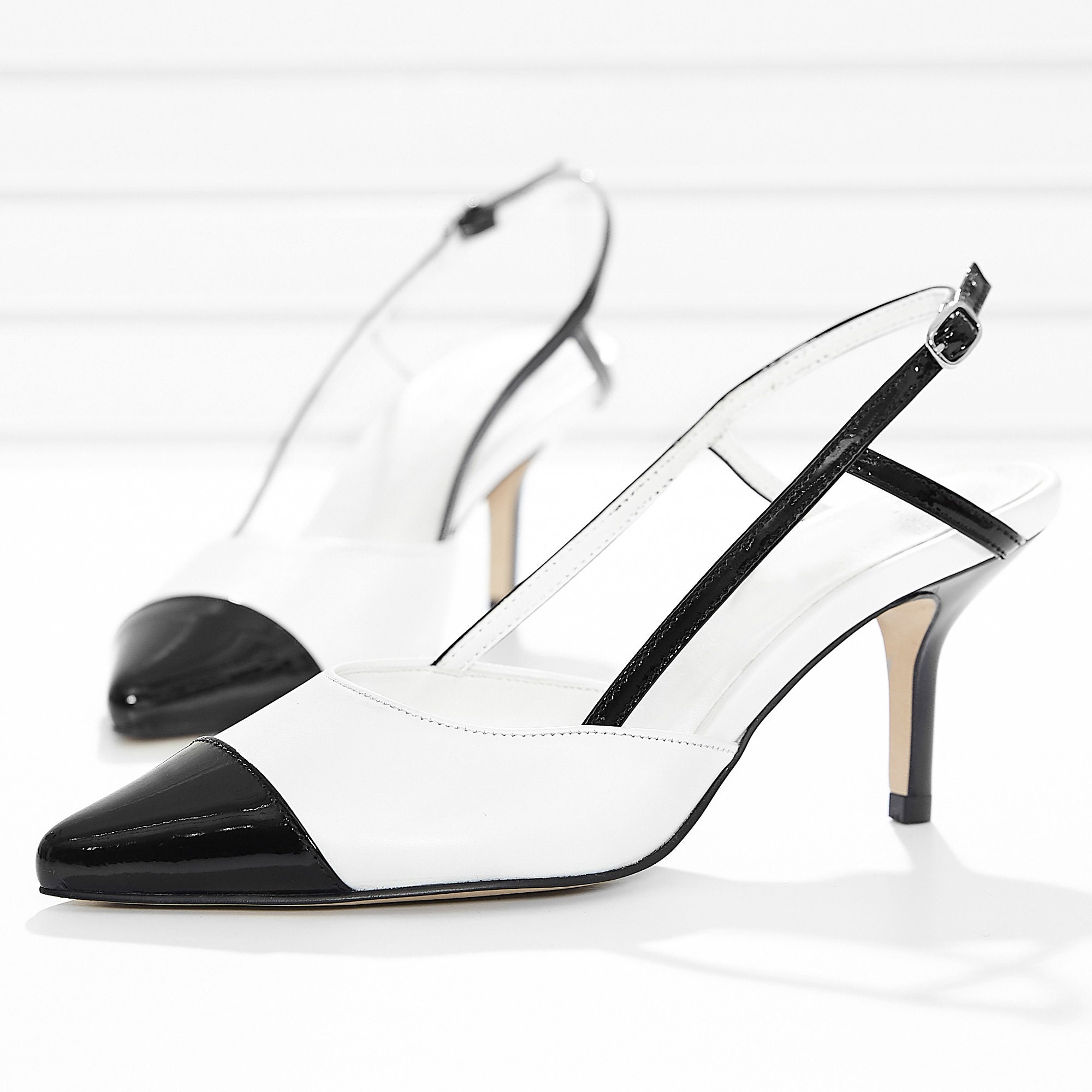 Chanel 2010s Off White and Beige Two-toned Slingback Pumps · INTO