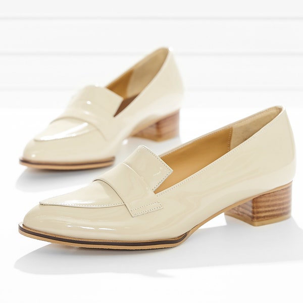 high heel penny loafers for womens