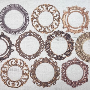 Die Cut Frames embellishments for handmade junk Journals, ephemera, Victorian frames, baroque frames, vintage frame, Set of 10 frames