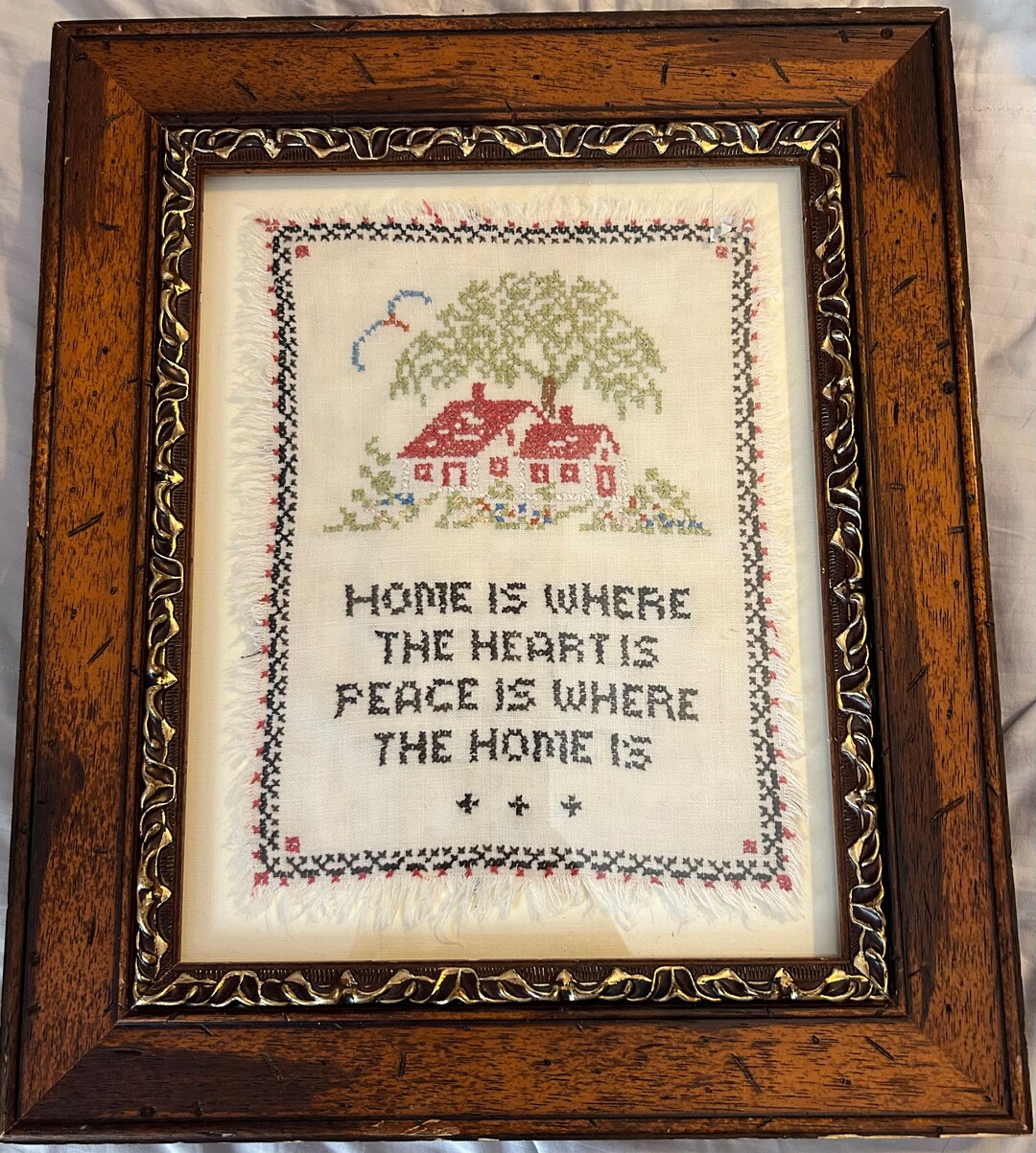 Vintage home is Where the Heart Is Cross Stitch Etsy