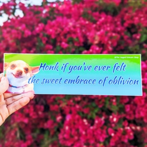 Sweet Embrace Of Oblivion Bumper Sticker, Waterproof, Glossy, Holographic, Rainbow, Vinyl, Gift, Funny, Cute, Silly, Car Sticker