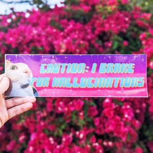 I Brake For Hallucinations Bumper Sticker, Waterproof, Glossy, Holographic, Rainbow, Vinyl, Gift, Funny, Cute, Silly, Car Sticker