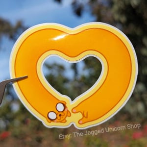 Yellow Dog Sticker, Jake, Waterproof, Glossy, Vinyl, Gift, Funny, Cute, Silly, Cartoon Dog, Nostalgic