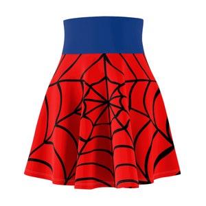 Women's Skater Skirt (AOP)Red with black spider webbing