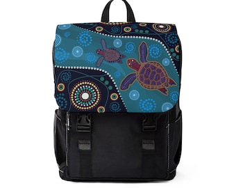 Unisex Casual Shoulder Backpack Aboriginal turtle