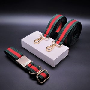 Web Stripe XS Faux Leather Dog Leash in Multicoloured - Gucci
