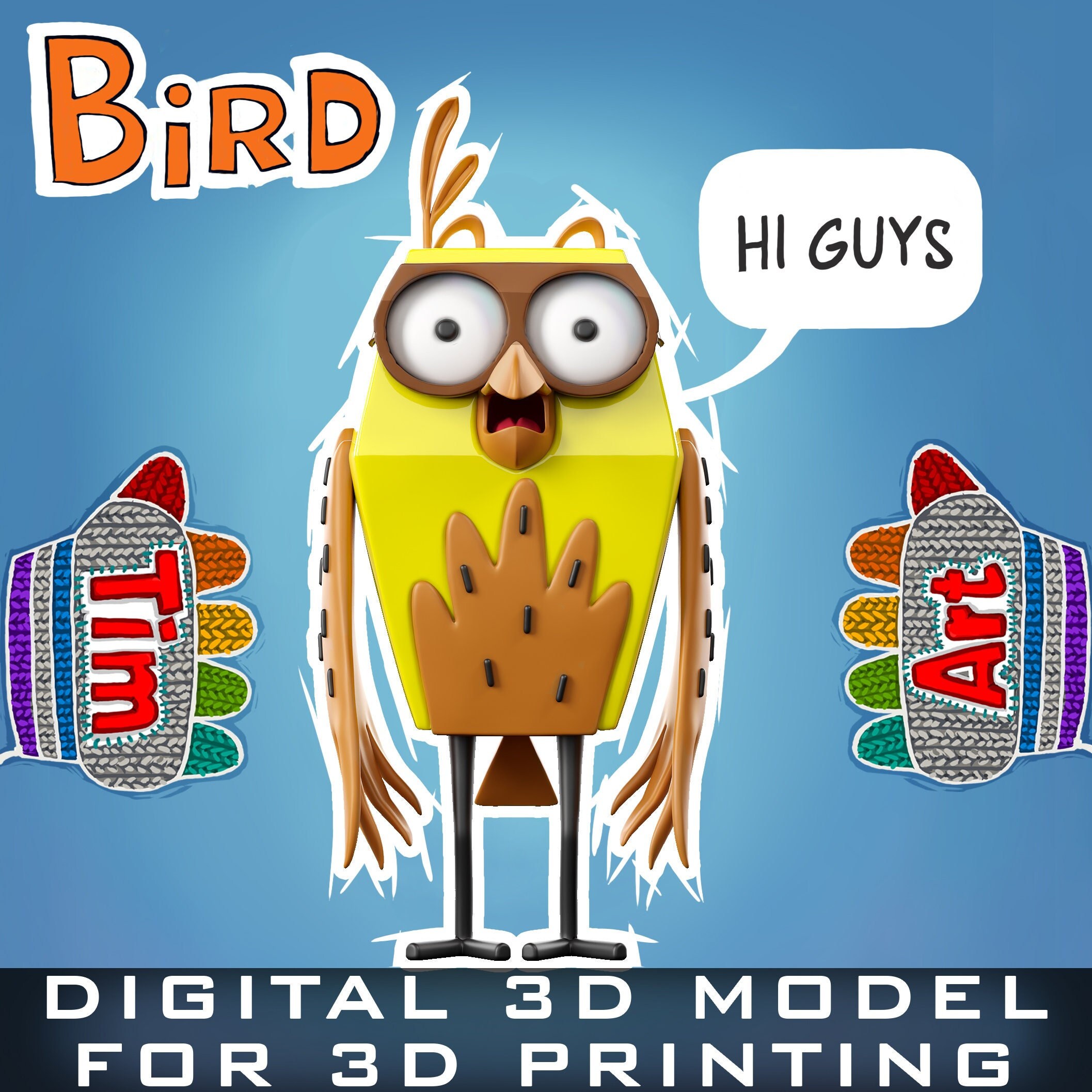 Bird 3D Stl Bird and Squirrel