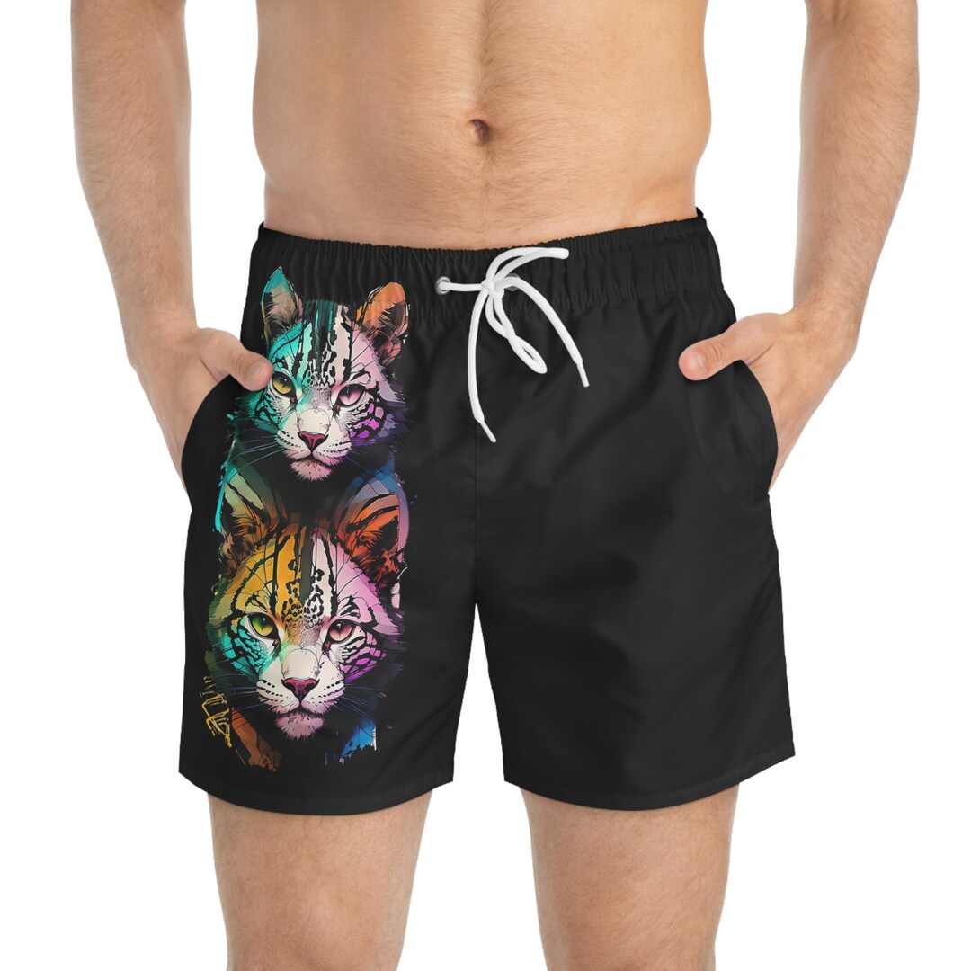 Punky Ink Snow Leopard Swim Trunks Etsy