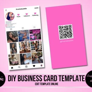 Instagram visitekaartjes, DIY Canva visitekaartje sjabloonontwerp, IG beïnvloederkaarten, digitale kaarten voor kleine bedrijven, vooraf gemaakte visitekaartjes