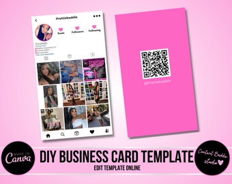 Instagram Business Cards, DIY Canva Business Card Template Design, IG Influencer Cards, Small Business Digital Cards, Premade Business Cards