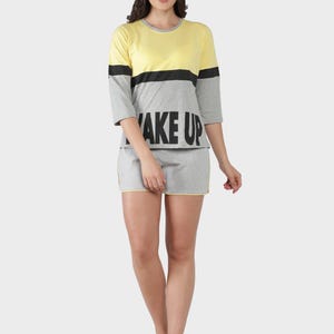 Women&#39;s Colorblock Loungewear Set - Soft Cotton Nightwear Shorts & Top Set