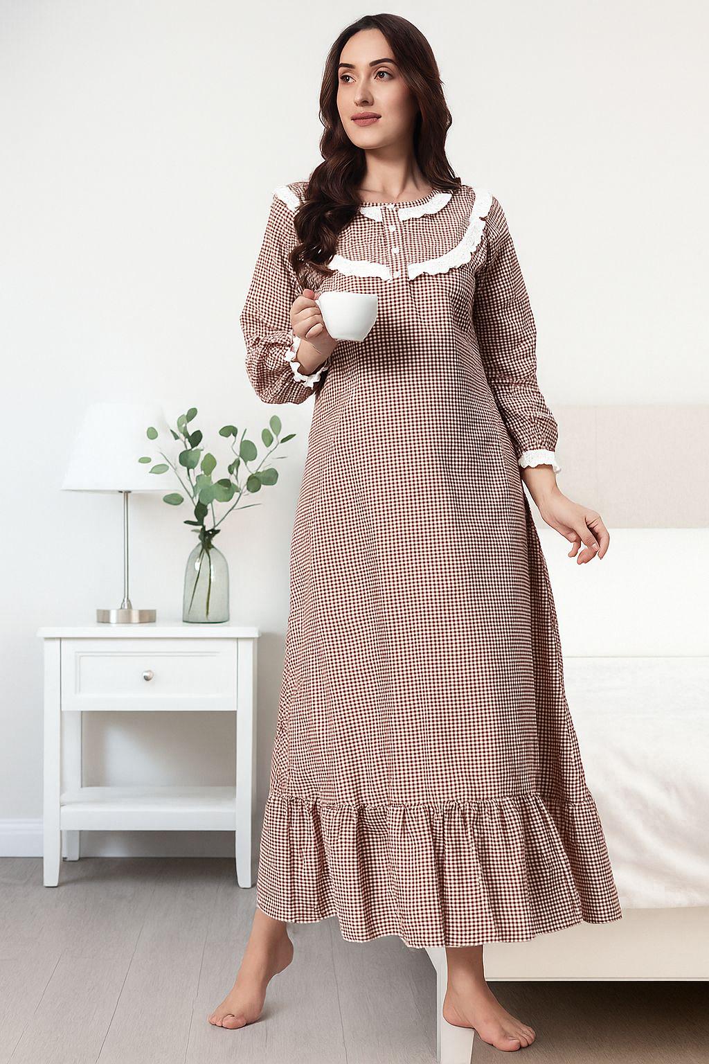 Women Vintage Brown Check Dress - Etsy Canada
