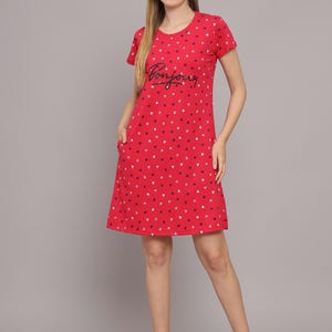 Heart-Print Lounge Dress: Cotton-Jersey Tee Dress with Pockets