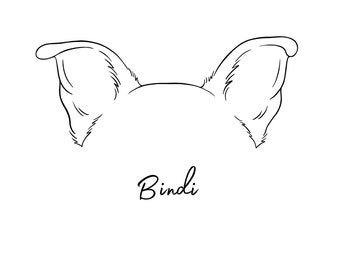 Custom Dog Ears Outline, Pet Tattoo Design, Digital Download