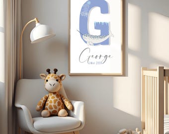 Custom Initial Winter Wonderland Nursery Print